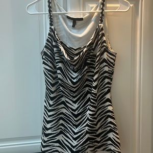 Black and white zebra shell top